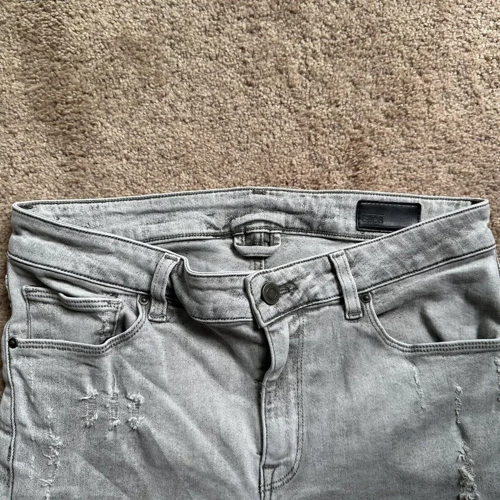 Asos Jeans Women's Size 32x34 Casual Skinny Denim Grey Light Distressed - Picture 5 of 15
